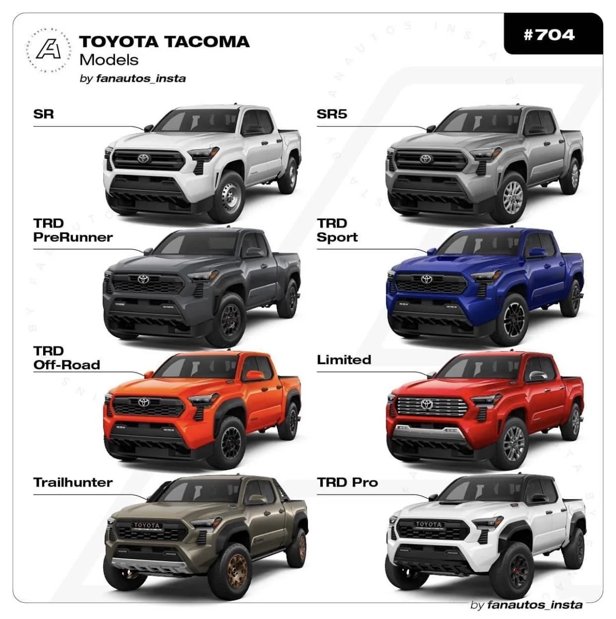 Trims Models Comparison On Toyota Site 2024 Tacoma Forum 4th Gen News Specs Models 2 4L Hybrid TRD Pro Trailhunter Off Road Sport SR5 Tacoma4G